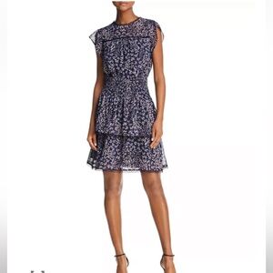 AQUA‎ Lace-Trim Floral Smocked Dress